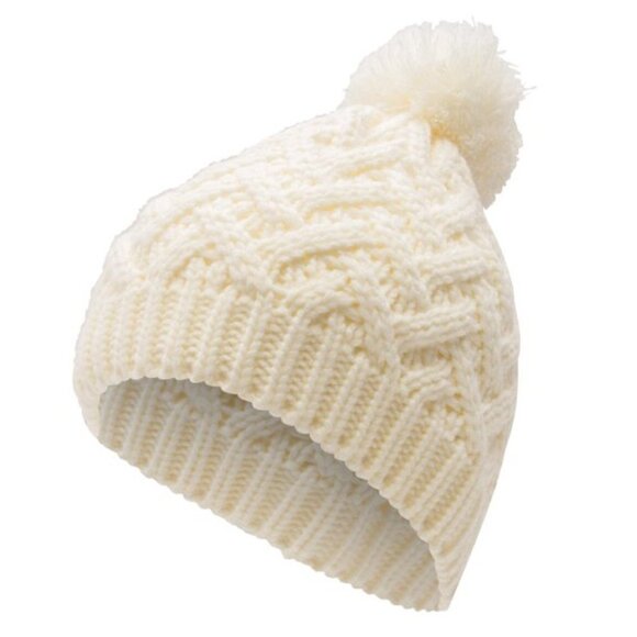 Isaac Mizrahi Cable Knit Cream Pom Beanie - Picture 1 of 4